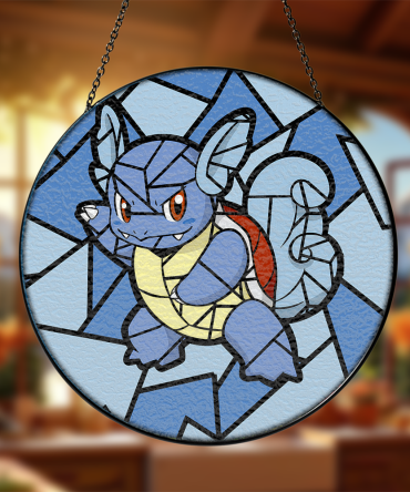 Stained Glass Style Blue Turtle Creature Sun Catcher - Unique Home Decor Gift