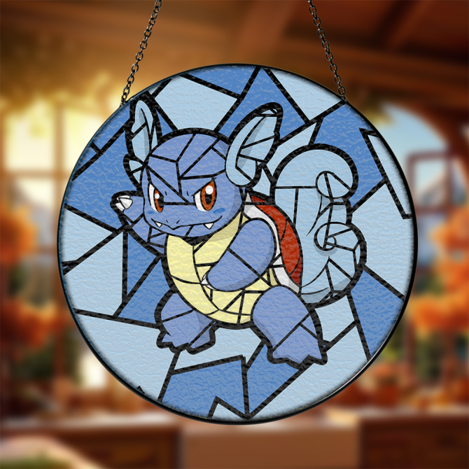 Stained Glass Style Blue Turtle Creature Sun Catcher - Unique Home Decor Gift