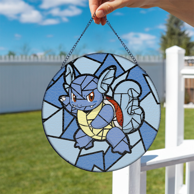 Stained Glass Style Blue Turtle Creature Sun Catcher - Unique Home Decor Gift - Image 2
