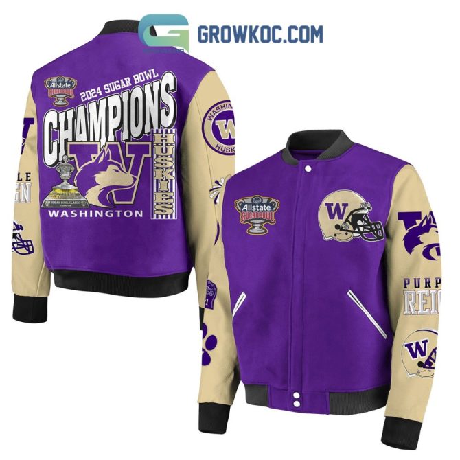 2024 Sugar Bowl Champions Washington Huskies Varsity Jacket - Purple & Tan
