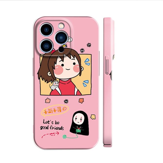 Adorable Pink Cartoon Character Phone Case – Cute & Fun Design For Iphone, Perfect Gift!