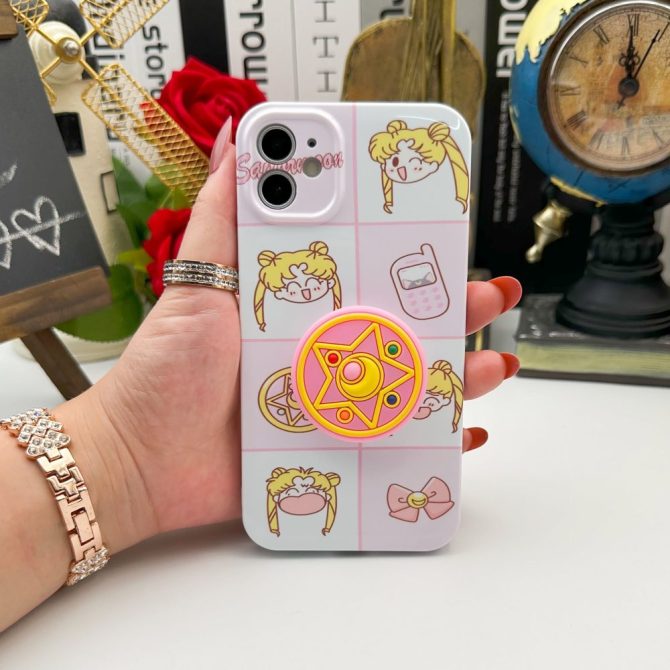 Stylish Anime-Inspired Iphone Case With Pop Grip - Perfect Gift For Fans