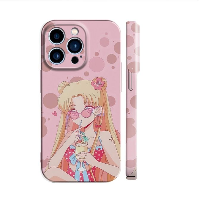 Chic Pink Anime Girl Iphone Case - Stylish Protective Cover For Trendy Fans