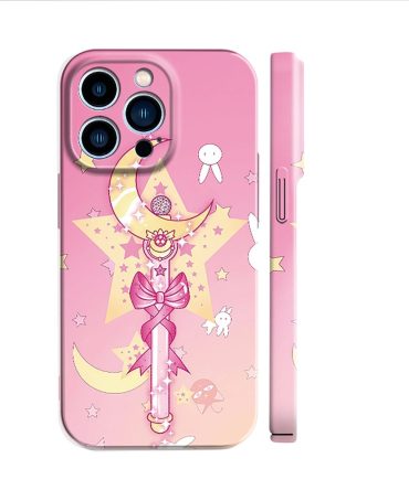 Magical Pink Star & Moon Iphone Case – Cute Cartoon Design For Stylish Protection