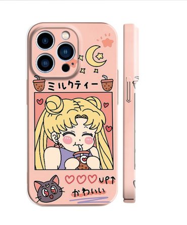 Sailor Moon Trendy Pink Anime Bubble Tea Phone Case - Cute Cartoon Design For Iphone