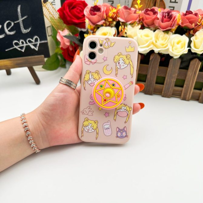 Chic Sailor Moon Iphone Case With Popsocket - Cute Anime Design For Secure Grip