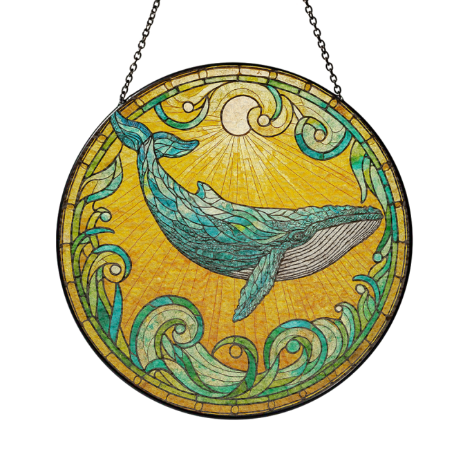 Stunning Whale Stained Glass Suncatcher – Ocean-Themed Window Art For Home Decor - Image 3