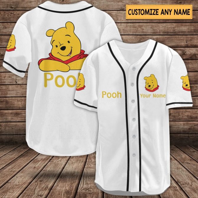 Custom Winnie The Pooh Baseball Jersey - Personalize Your Name - Fun & Playful Gift