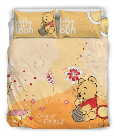 Cozy Winnie The Pooh Kids Bedding Set - Soft Cotton Duvet Cover With Pillowcases - Twin/Full Size