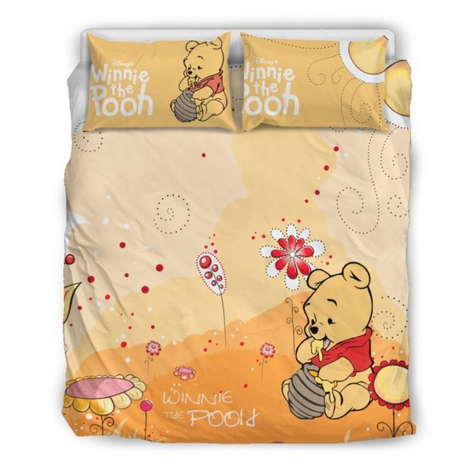 Cozy Winnie The Pooh Kids Bedding Set - Soft Cotton Duvet Cover With Pillowcases - Twin/Full Size