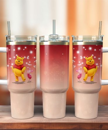 Charming Bear & Piglet Tumbler – Insulated Travel Mug With Handle & Straw – 20Oz