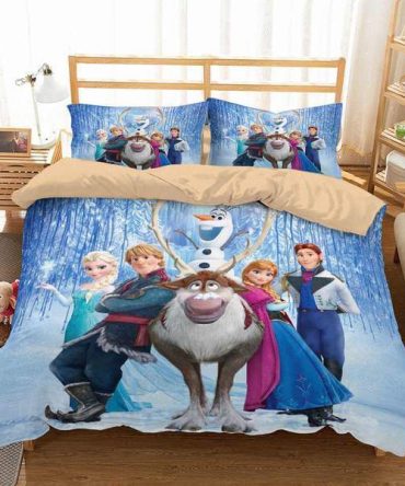 Cozy Kids' Frozen Bedding Set – Queen Size Comforter & Pillowcases – Magical Winter Design