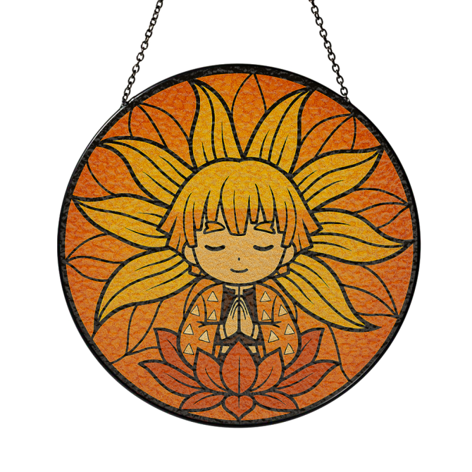 Zenitsu Sunflower Stained Glass Suncatcher – Handmade Meditation Decor For Home & Garden - Image 3