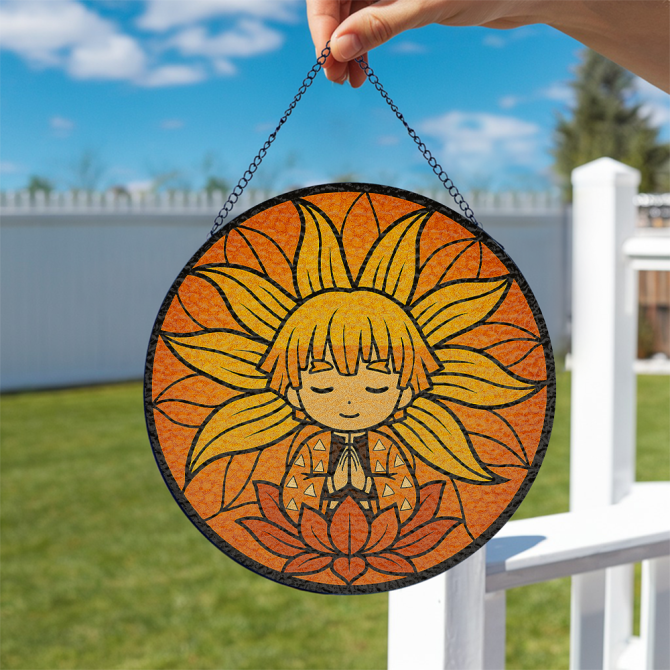Zenitsu Sunflower Stained Glass Suncatcher – Handmade Meditation Decor For Home & Garden - Image 2