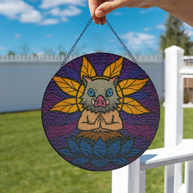 Vibrant Boar Stained Glass Hanging Art - Unique Home Decor Accent For Nature Lovers - Image 2