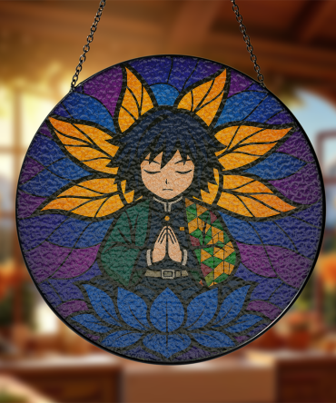Vibrant Anime Stained Glass Sun Catcher - Unique Home Decor Gift
