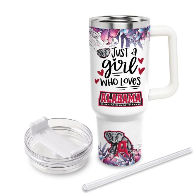 Custom Alabama Crimson Tide Tumbler - Personalized Gift For Fans With Handle & Straw - Image 3