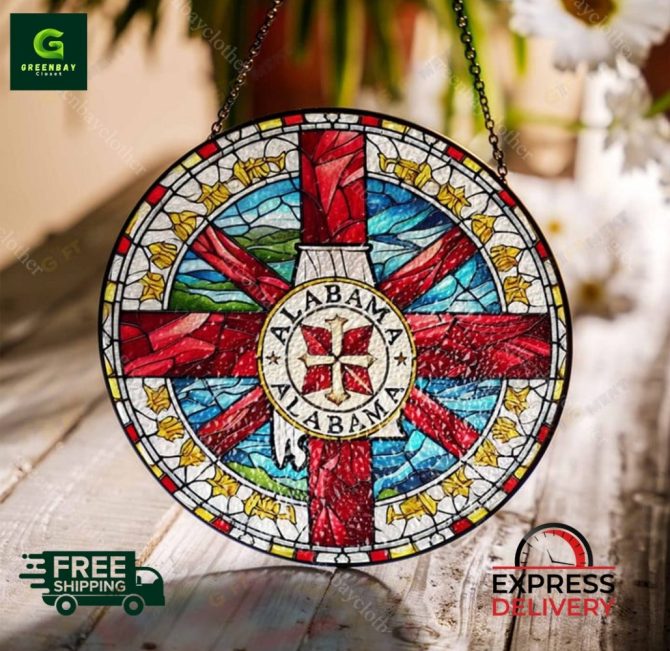 Alabama Stained Glass Suncatcher - Vibrant Home Decor , Free Shipping & Express Delivery
