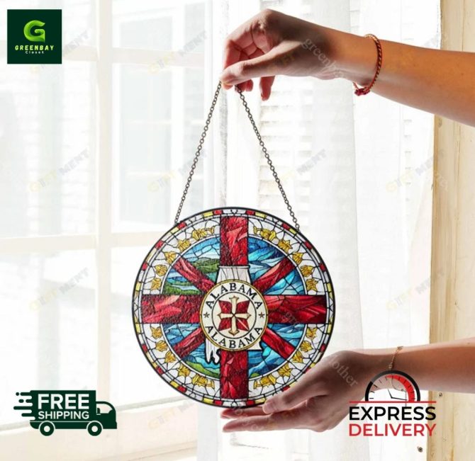 Alabama Stained Glass Suncatcher - Vibrant Home Decor , Free Shipping & Express Delivery - Image 4
