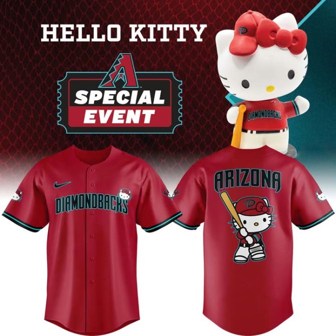 Limited Edition Hello Kitty X Diamondbacks Jersey & Plush Set - Perfect For Fans!
