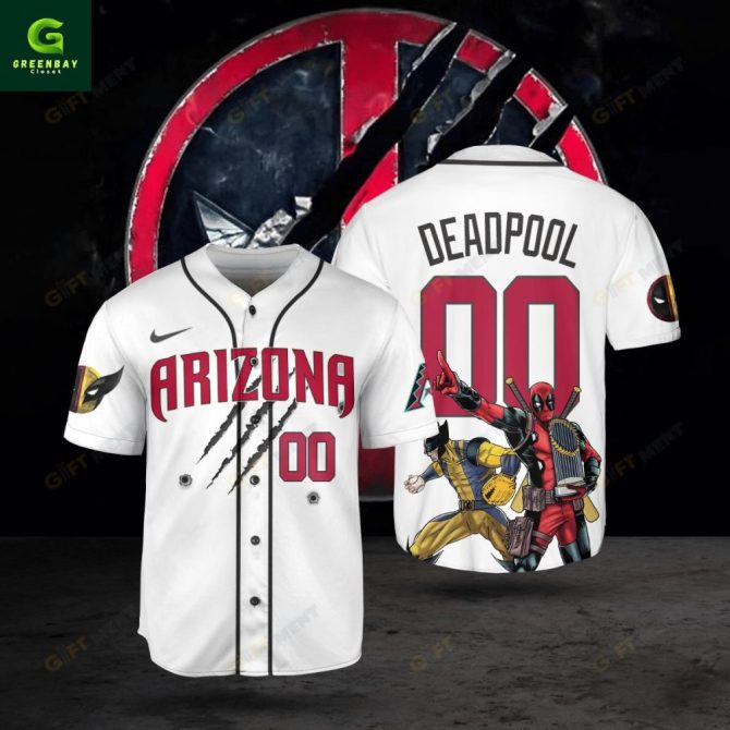 Arizona Deadpool Baseball Jersey - Unique Superhero Design For Fans