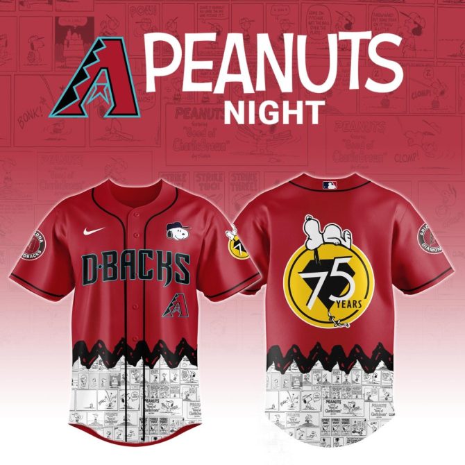 Limited Edition D-Backs Peanuts Night Jersey - Celebrate 75 Years With Snoopy & Charlie Brown!