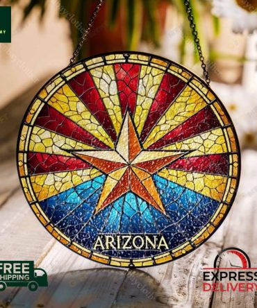 Stunning Arizona Stained Glass Suncatcher - Vibrant Star Design , Free Shipping & Express Delivery!