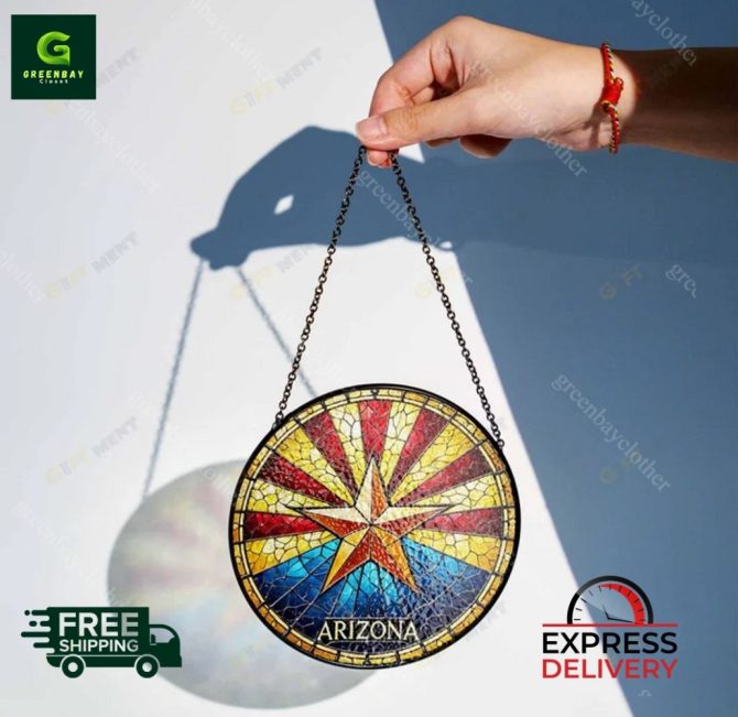 Stunning Arizona Stained Glass Suncatcher - Vibrant Star Design , Free Shipping & Express Delivery! - Image 3