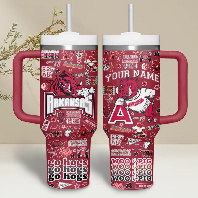 Custom Arkansas Razorbacks Tumbler Mug - Personalized College Team Fan Gift, 32Oz - Image 2