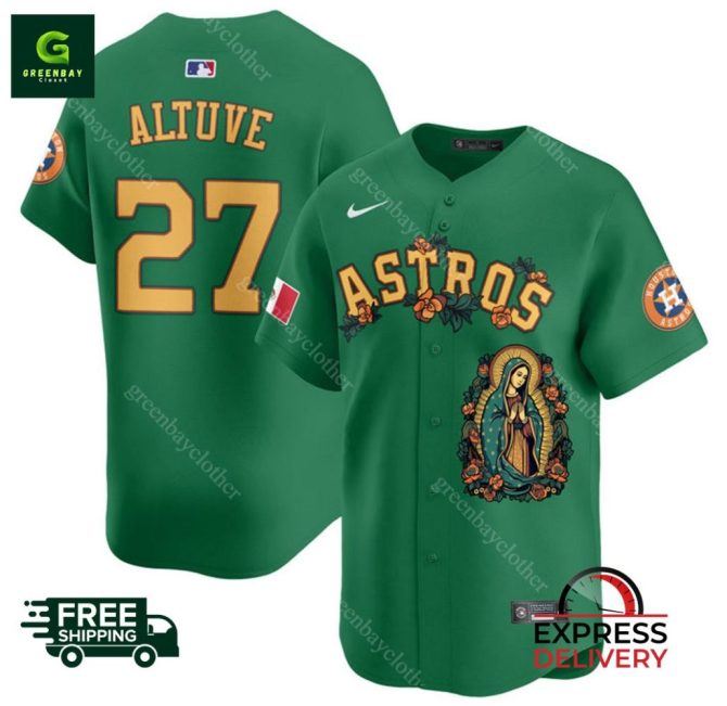 Limited Edition Astros Altuve #27 Green Jersey - Free Shipping & Express Delivery!