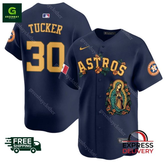 Astros Tucker #30 Jersey - Unique Floral Design, Free Shipping & Express Delivery