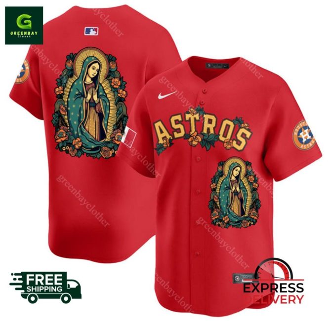 Astros Mexico Guadalupe Vapor Premier Red Baseball Jersey