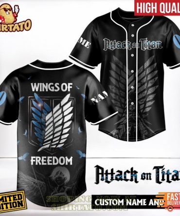 Limited Edition Attack On Titan Baseball Jersey - Wings Of Freedom Design - Customizable - Fast Delivery!