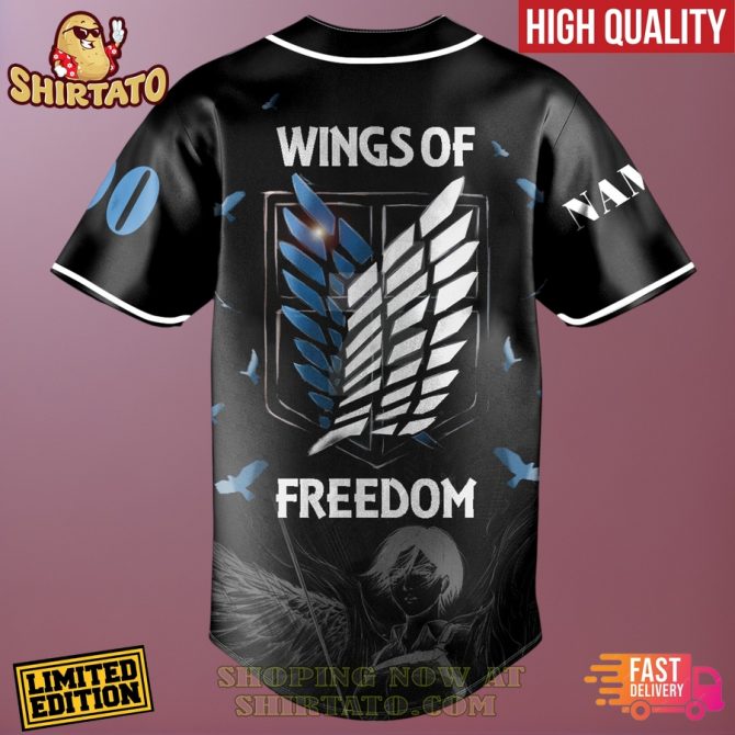 Limited Edition Attack On Titan Baseball Jersey - Wings Of Freedom Design - Customizable - Fast Delivery! - Image 3