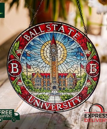 Stunning Ball State University Stained Glass Suncatcher - Free Shipping & Express Delivery!