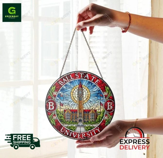Stunning Ball State University Stained Glass Suncatcher - Free Shipping & Express Delivery! - Image 3