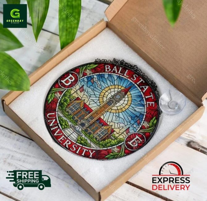 Stunning Ball State University Stained Glass Suncatcher - Free Shipping & Express Delivery! - Image 5