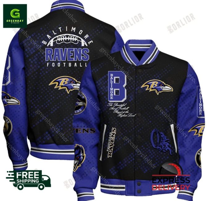 Baltimore Ravens Varsity Jacket - Limited Edition , Free Express Shipping