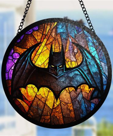 Vibrant Stained Glass Bat-Themed Sun Catcher - Unique Home Decor Gift