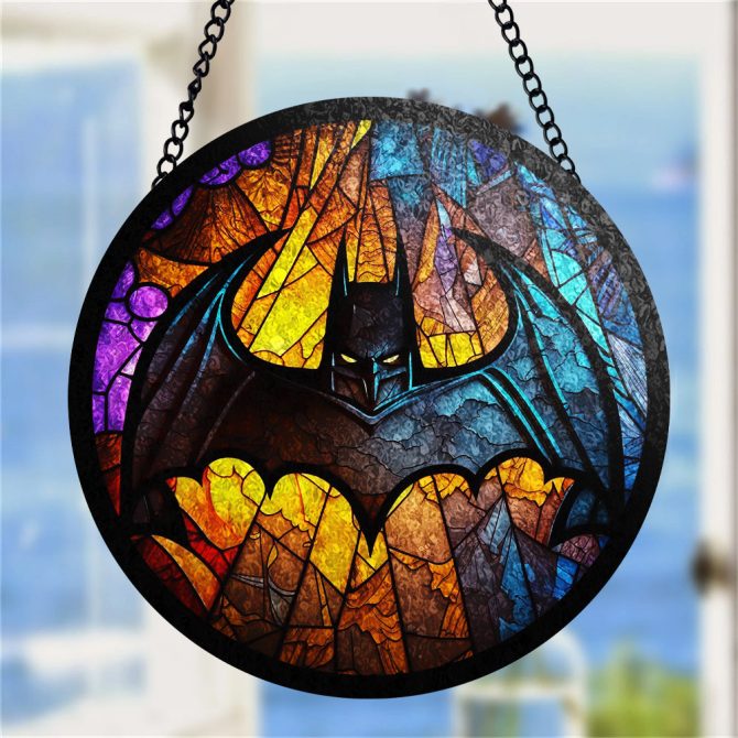 Vibrant Stained Glass Bat-Themed Sun Catcher - Unique Home Decor Gift