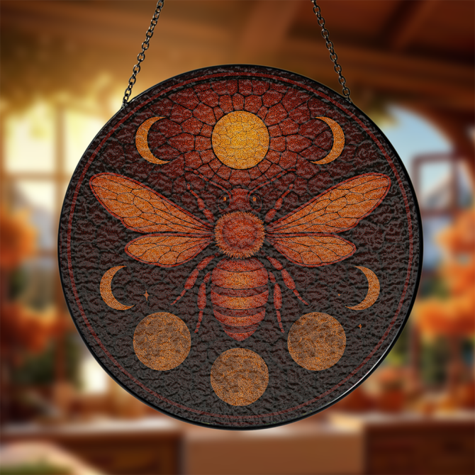 Vintage Bee Sun & Moon Wall Decor – Handcrafted Circular Art For Home & Garden