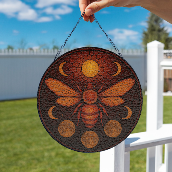 Vintage Bee Sun & Moon Wall Decor – Handcrafted Circular Art For Home & Garden - Image 2