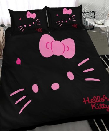 Cozy Black & Pink Hello Kitty Bedding Set - Twin/Full/Queen - Cute Bedroom Decor