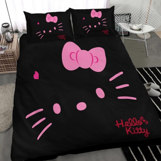 Cozy Black & Pink Hello Kitty Bedding Set - Twin/Full/Queen - Cute Bedroom Decor