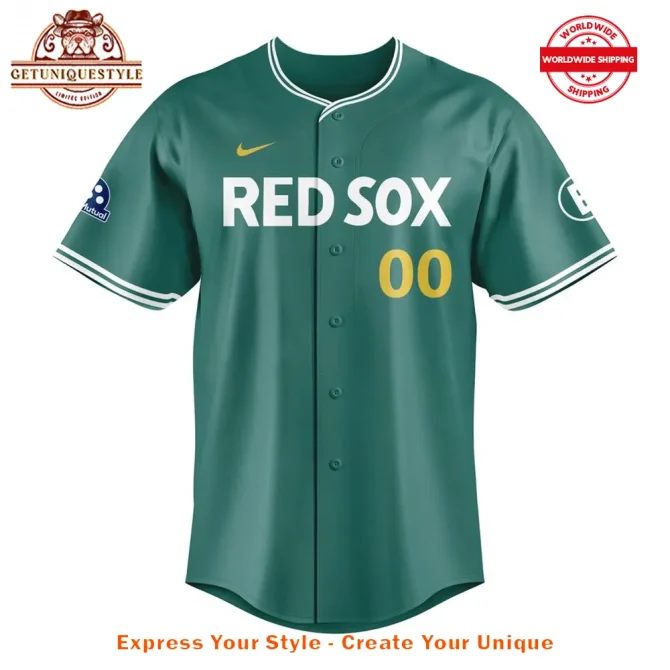 Custom Green Red Sox Jersey - Add Your Number & Name - Worldwide Shipping - Image 2
