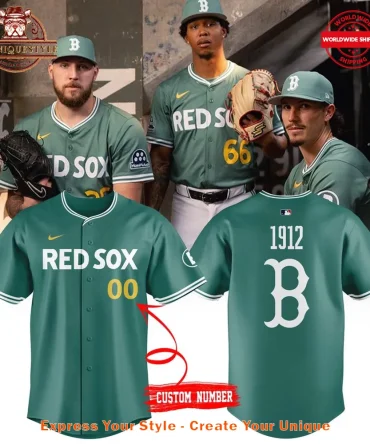 Custom Green Red Sox Jersey - Add Your Number & Name - Worldwide Shipping