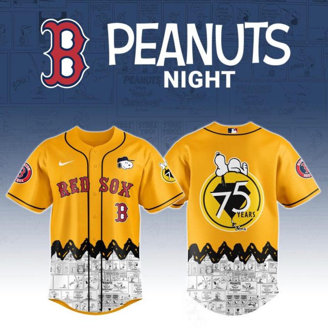Limited Edition Red Sox Peanuts Night Jersey - Celebrate 75 Years With Snoopy & Charlie Brown!