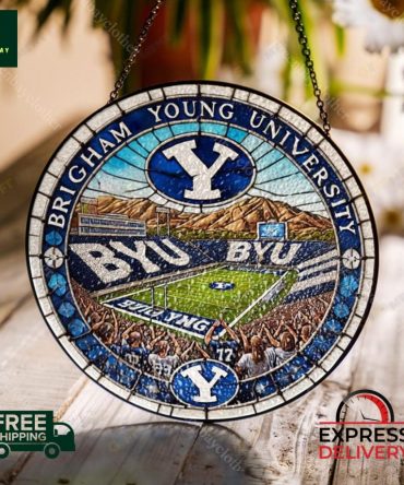 Byu Stained Glass Window Hanging – Handcrafted Gift For Fans , Free Shipping & Express Delivery