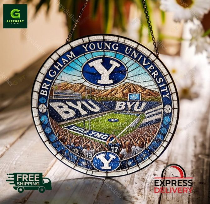 Byu Stained Glass Window Hanging – Handcrafted Gift For Fans , Free Shipping & Express Delivery