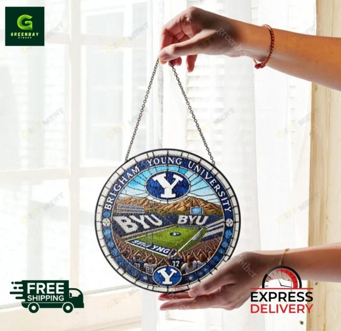 Byu Stained Glass Window Hanging – Handcrafted Gift For Fans , Free Shipping & Express Delivery - Image 3